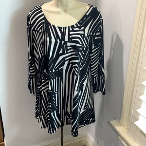 New Directions XL Blouse Travel Anywhere Slinky Tunic Acetate Stretch Top